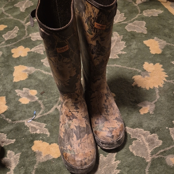 Cabela's Brown/Green Camouflage Men's Rubber Hunting Boots